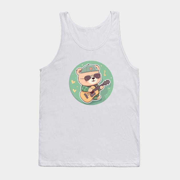 Cool Bear Playing Guitar Tank Top by Artifyio